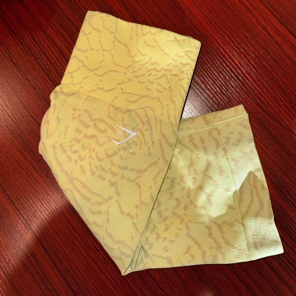 Gymshark Yellow Cheetah Bike Shorts with Butt Scrunch